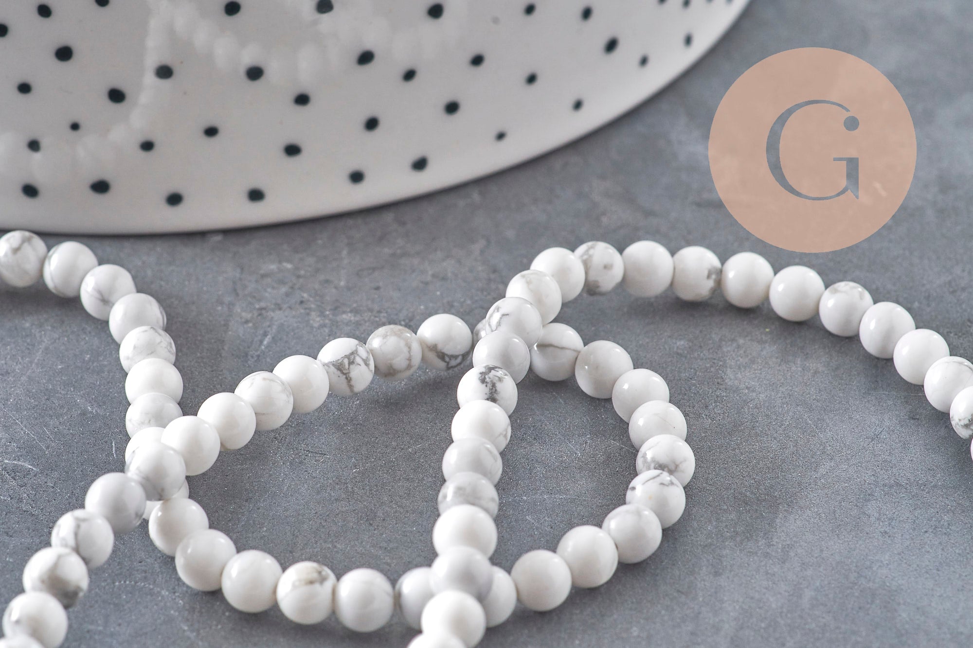 Gingerlily Perles howlite blanche 4mm fil 38cm marbré