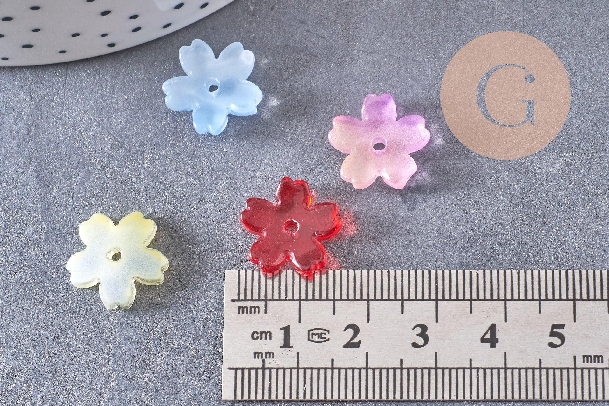Gingerlily Perles Fleur verre jaune 14,5 mm x10 paillettes