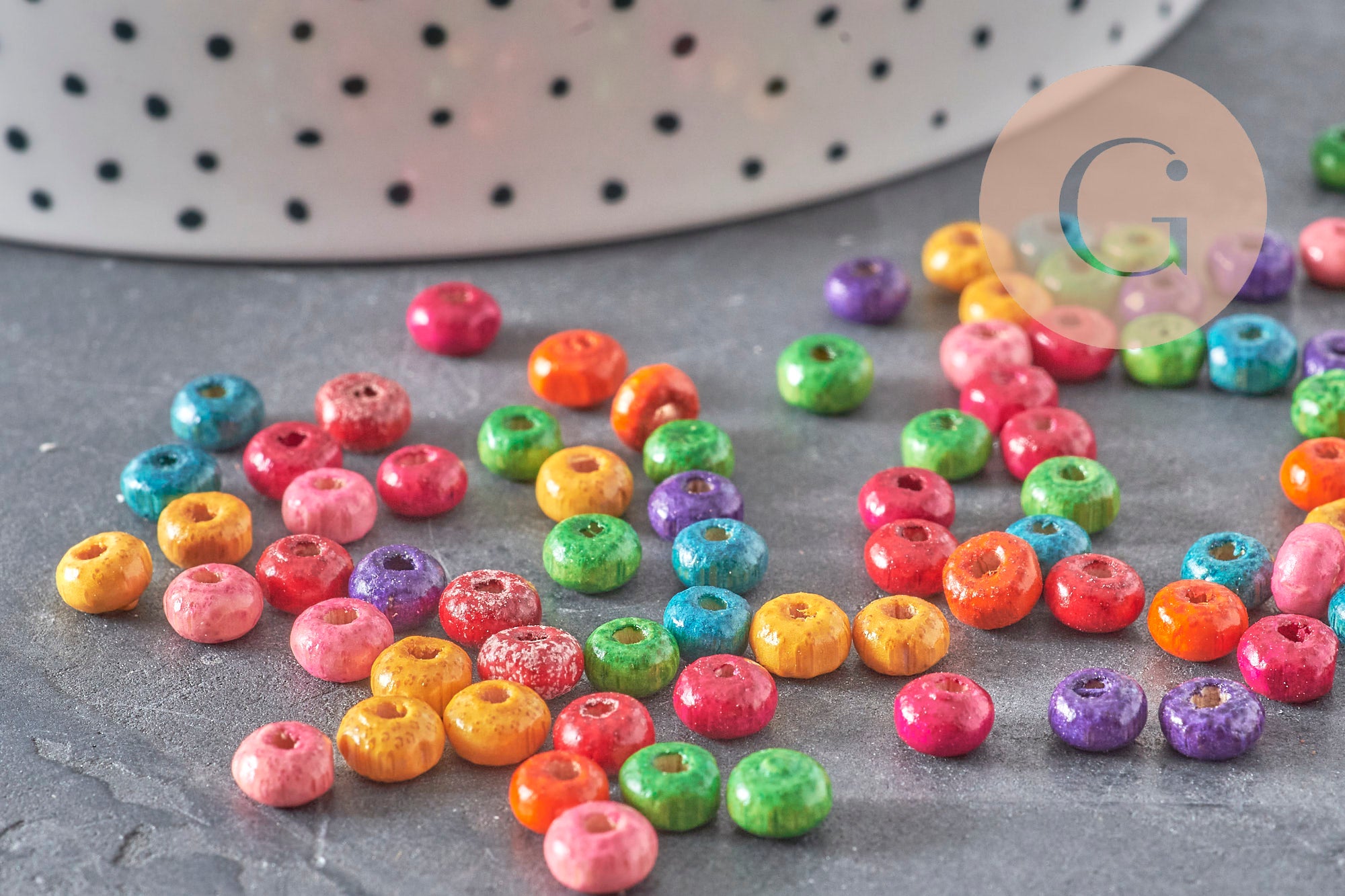 Gingerlily Perles G11298 perle bois rondelle multicolore 5mm