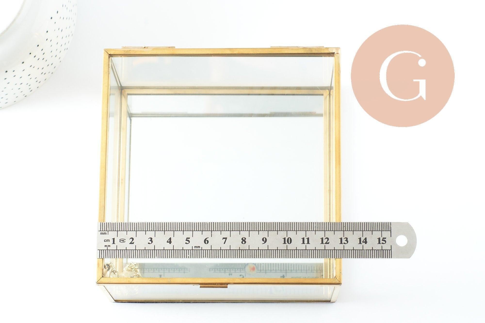 Gingerlily Boîte à bijoux verre carré doré 13.1cm rangement
