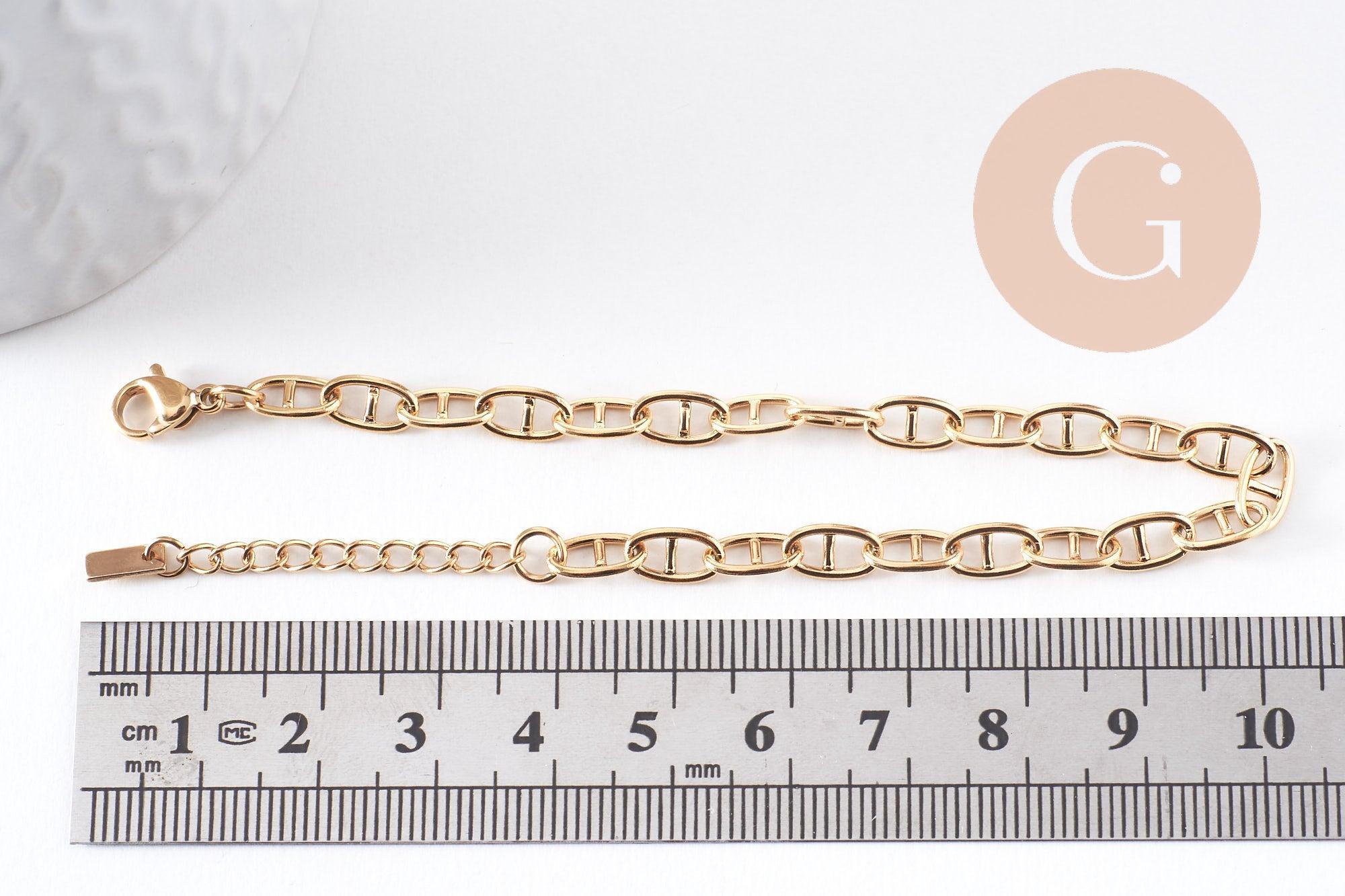 Gingerlily chaînes maille marine G10348 bracelet acier doré 16,7cm