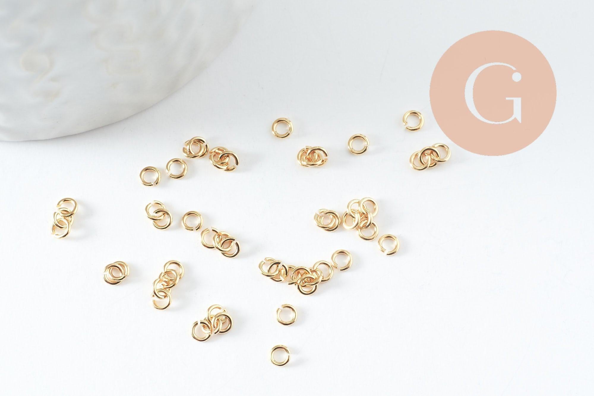 Gingerlily Perles Anneaux ouverts laiton doré 24K 3 mm x50