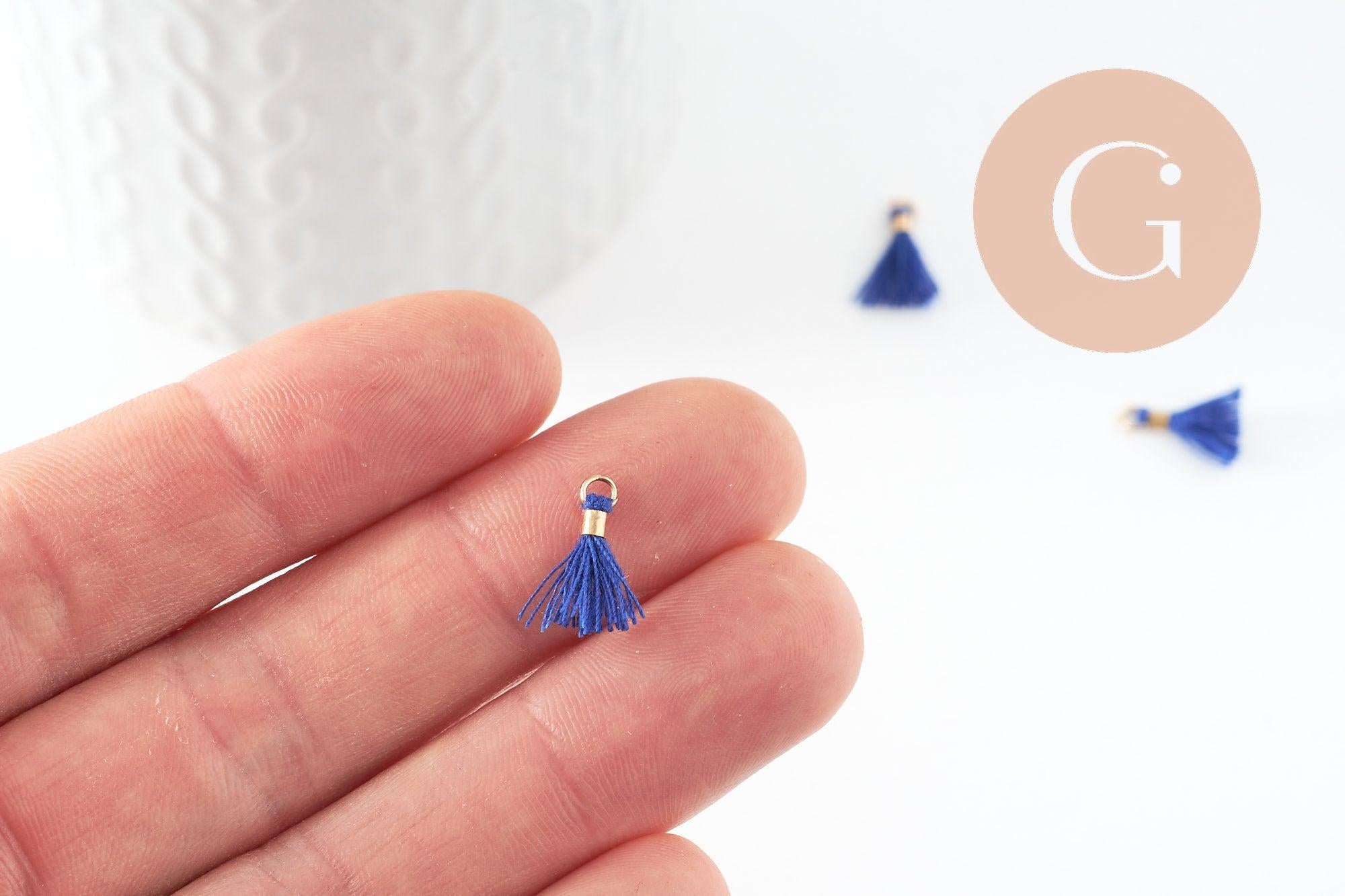 Gingerlily Pendentifs pompon bleu roi polyester x10 G9716