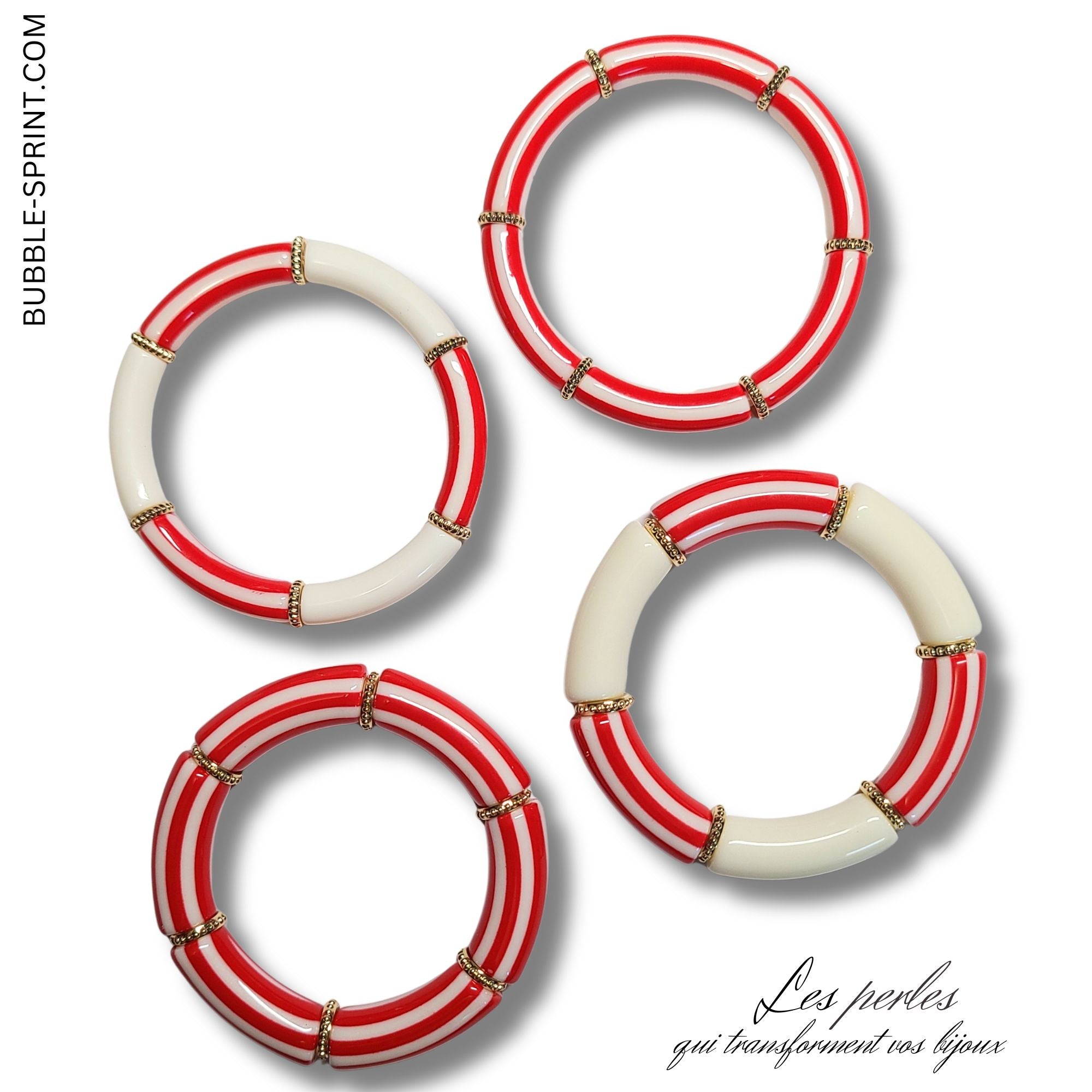 ARTSHOP Tubes à Rayures 456 perle tube cerise 8MM x1