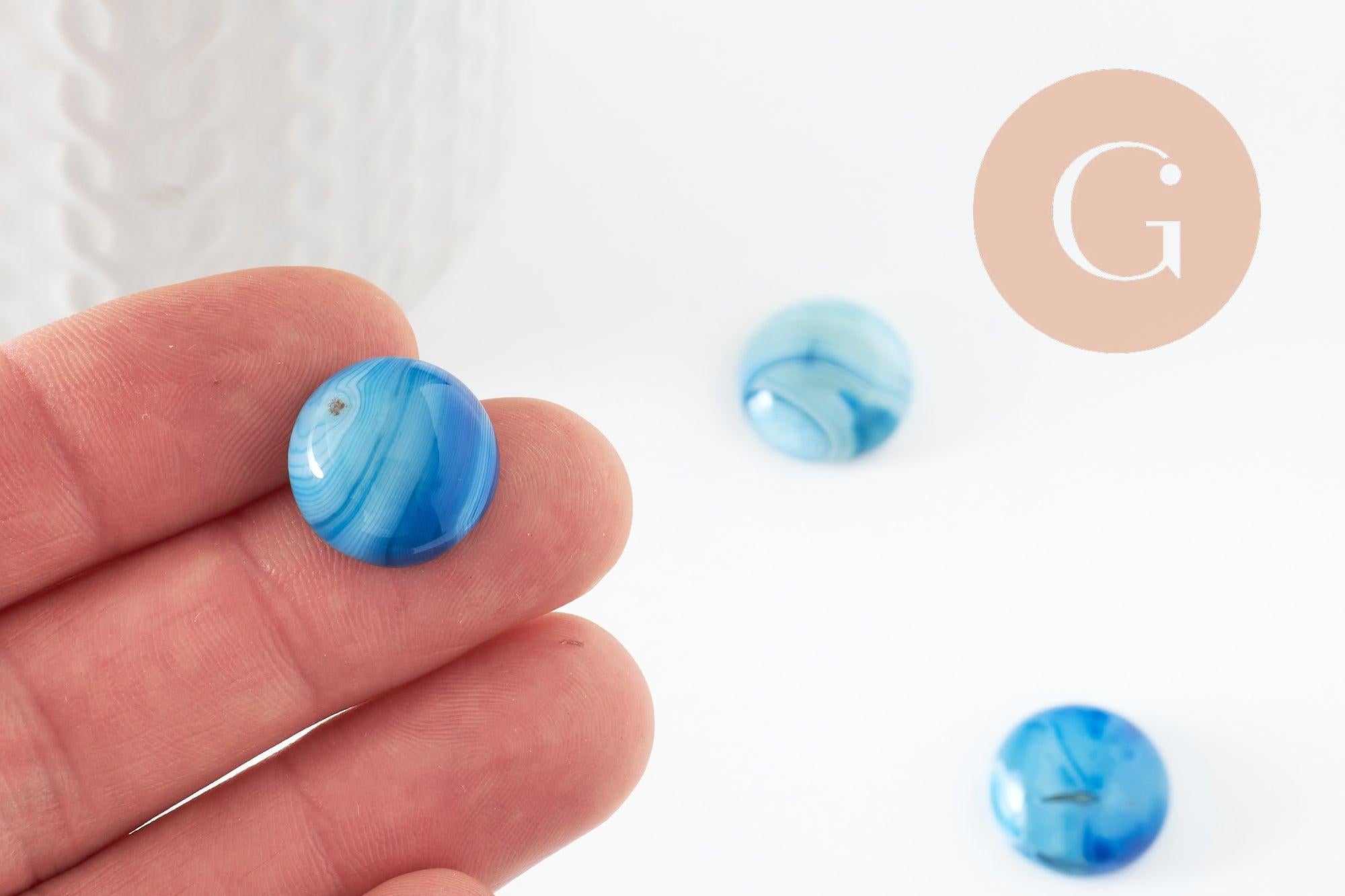Gingerlily cabochon rond agate bleue 16mm x1