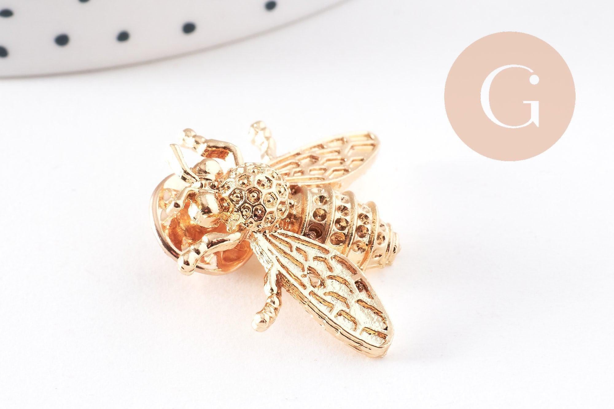 Gingerlily broche abeille dorée zamac 27 mm x1