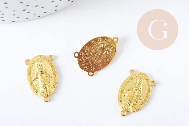 Gingerlily Pendentif médaille Vierge Marie doré 23 mm x5
