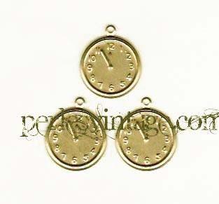 Gingerlily Pendentif montre laiton doré collier vintage