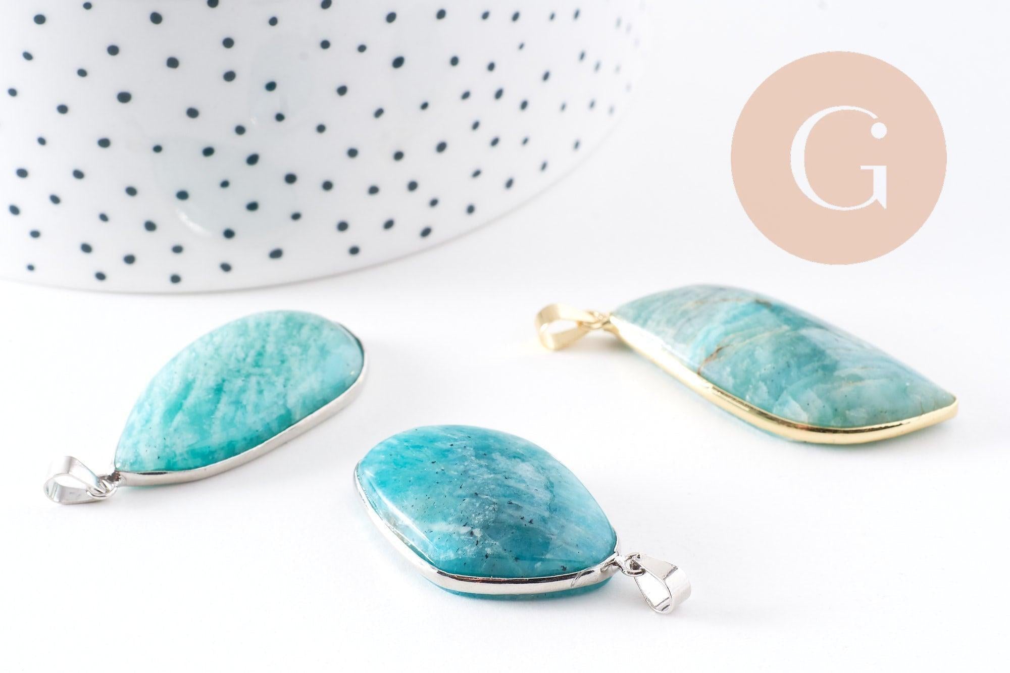Gingerlily Feuille Amazonite Laiton 34-46mm x1 Pendentif