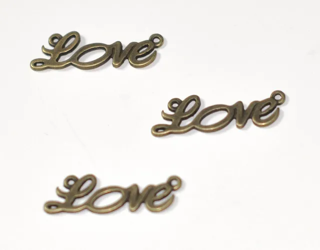 Gingerlily pendentif LOVE bronze connecteur 3cm