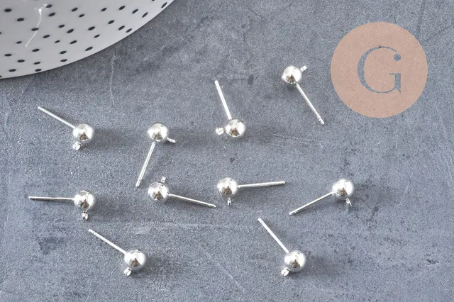 Gingerlily G1248 clous puces boule 5 mm argenté x10
