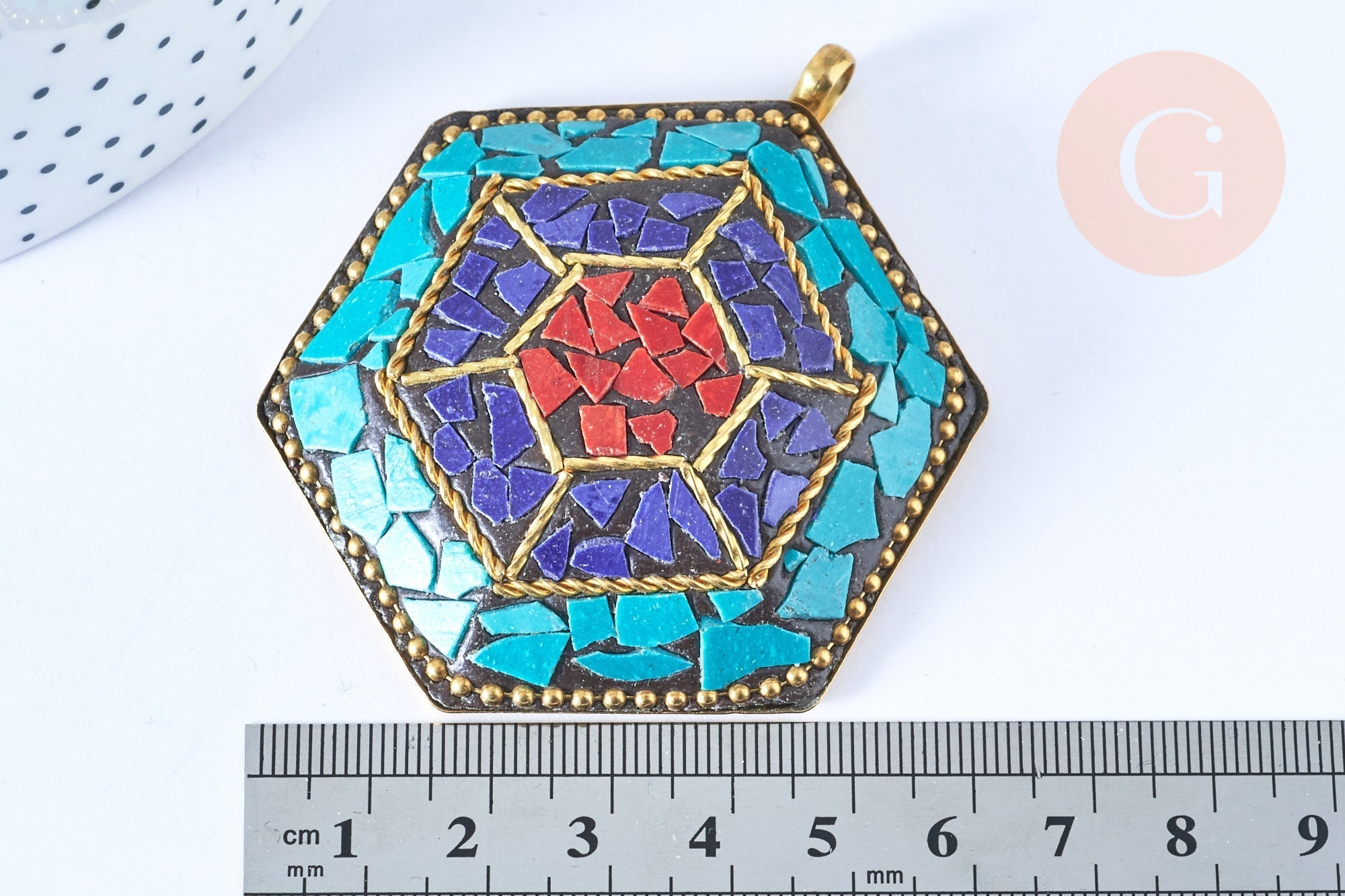 Gingerlily G8400 pendentif corne pierres naturelles x1