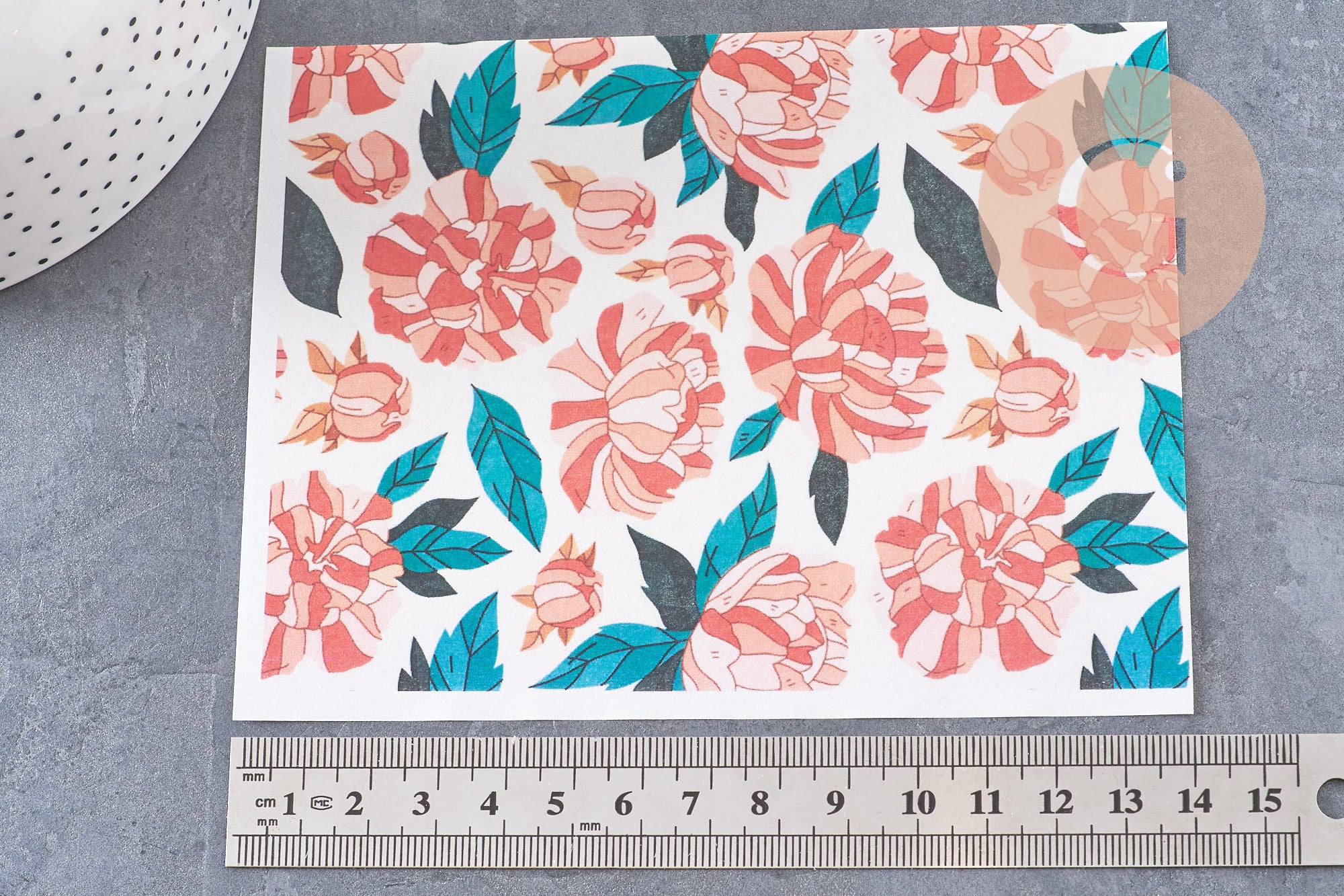Gingerlily Perles G10763 feuille transfert pivoines 14x10cm