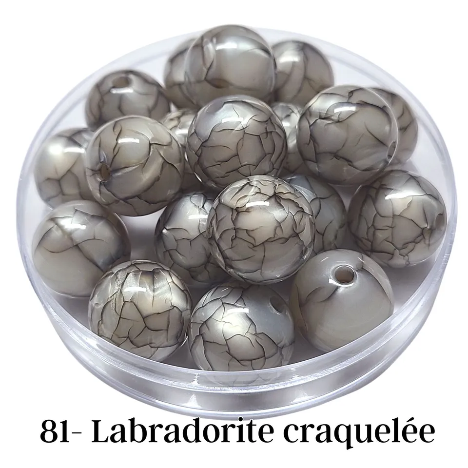 ARTSHOP Boules 20MM 81 perles labradorite craquelée x1
