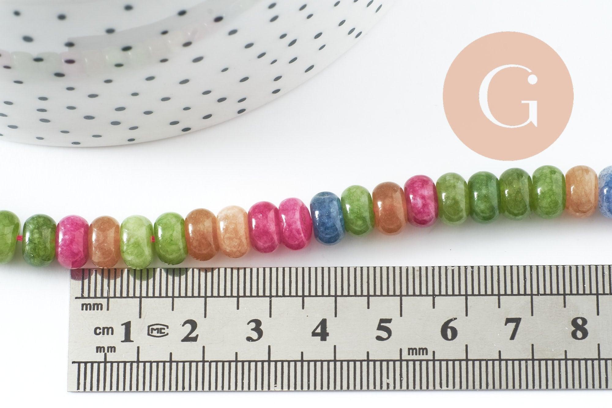 Gingerlily perles rondelle jade multicolore 8mm fil 37cm