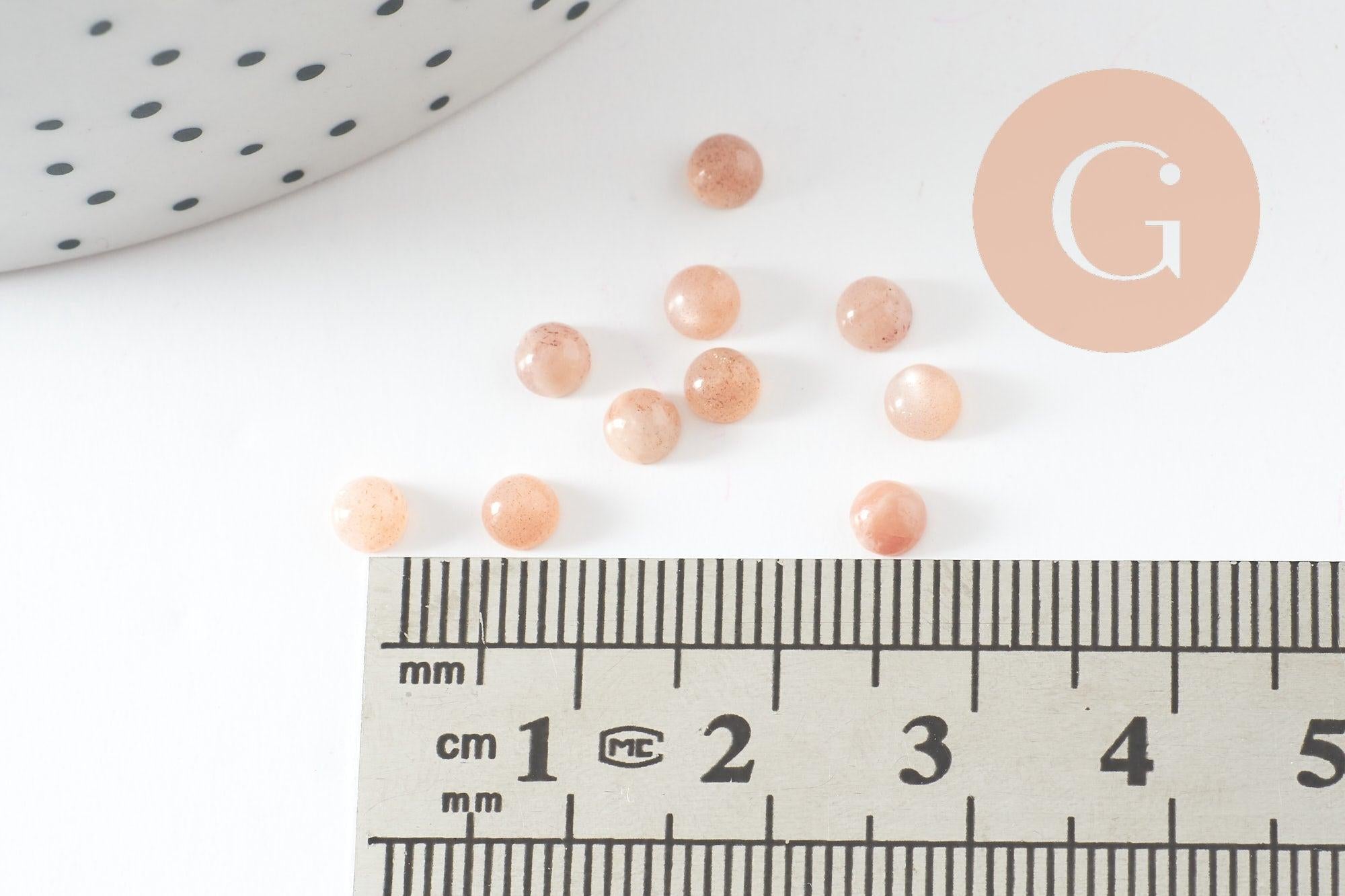 Gingerlily Cabochon rond pierre du soleil naturelle 4mm x1