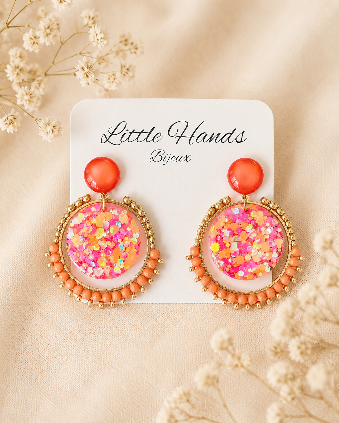 Little Hands Bijoux Bloom Sunset Glow boucles d’oreilles fleur orange