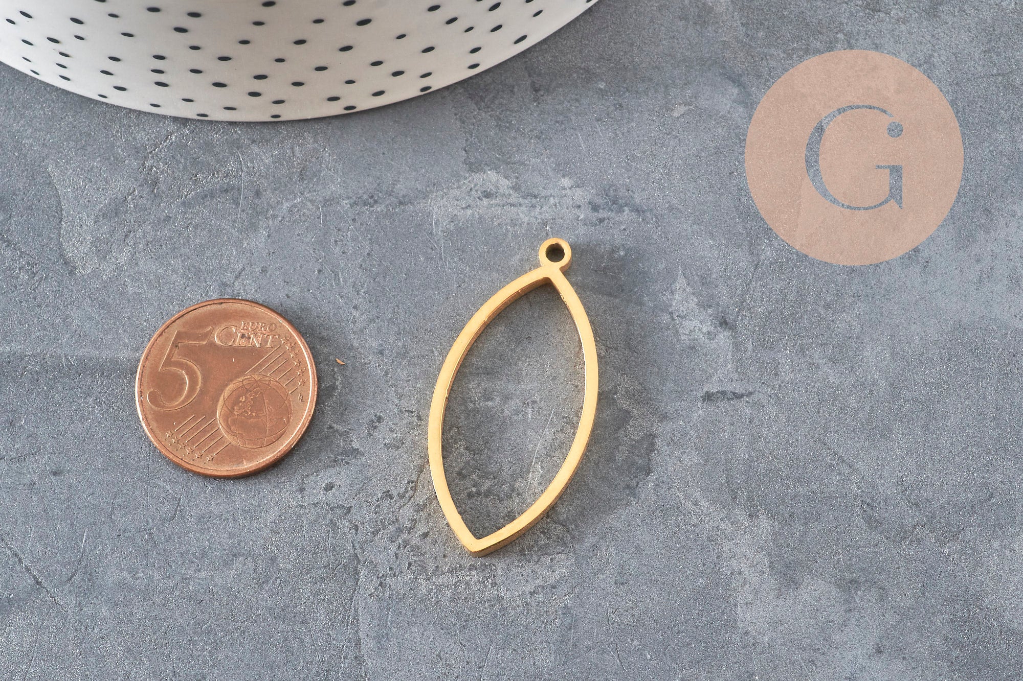 Gingerlily Pendentifs goutte G11252 acier doré 38mm