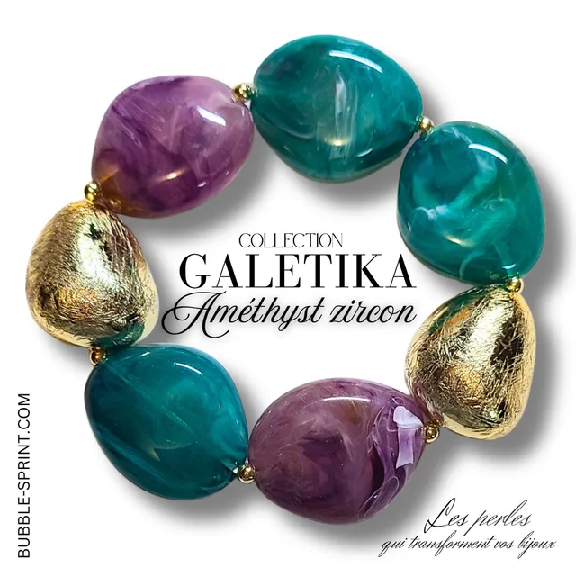 ARTSHOP Galetika kit bracelet améthyste zircon élastique