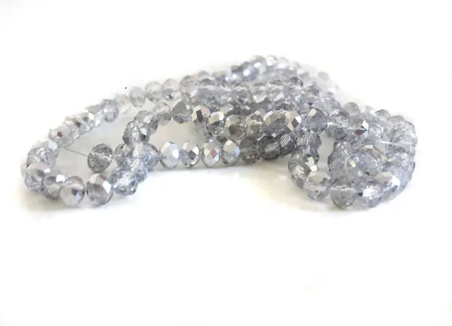 Gingerlily Perles verre G526 facettes gris irisé 5mm x50