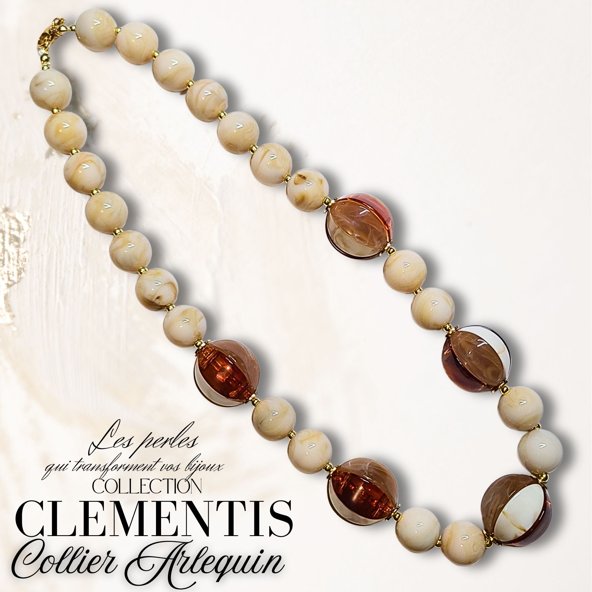 ARTSHOP Clémentis 3 perle tranche ambre marbré x20