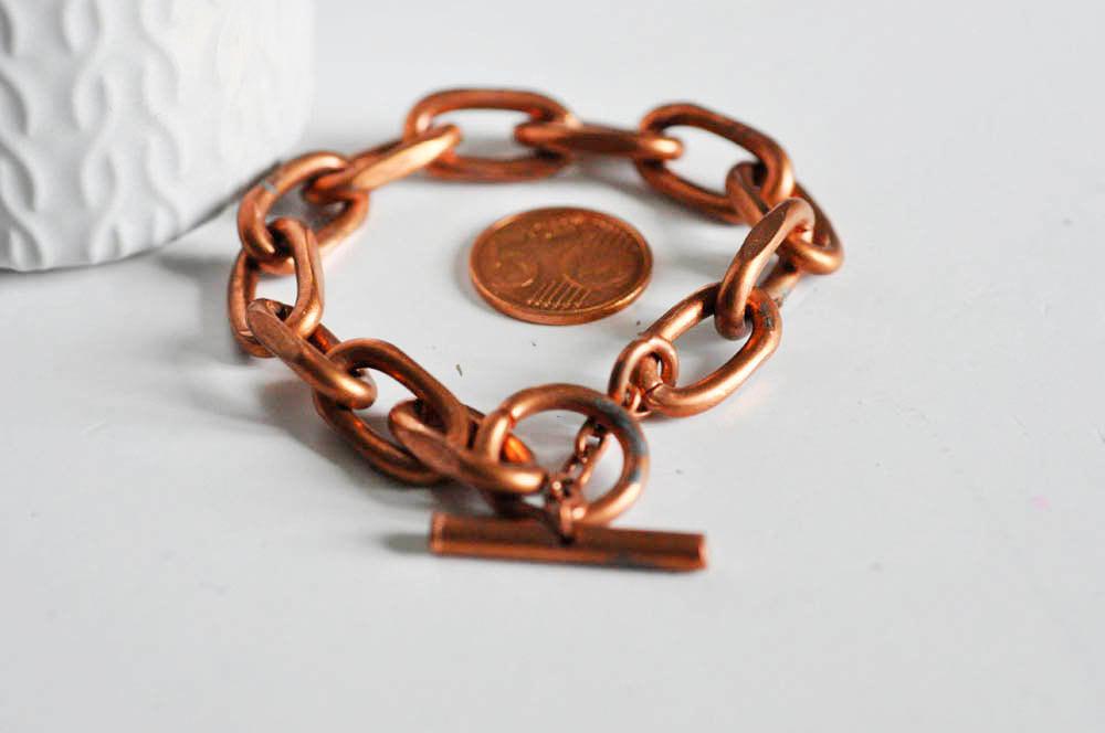 Gingerlily Bracelet gros maillons G2385 cuivre 23 cm fermoir T