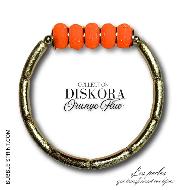 ARTSHOP Diskora Bracelet Orange Fluo monté acrylique