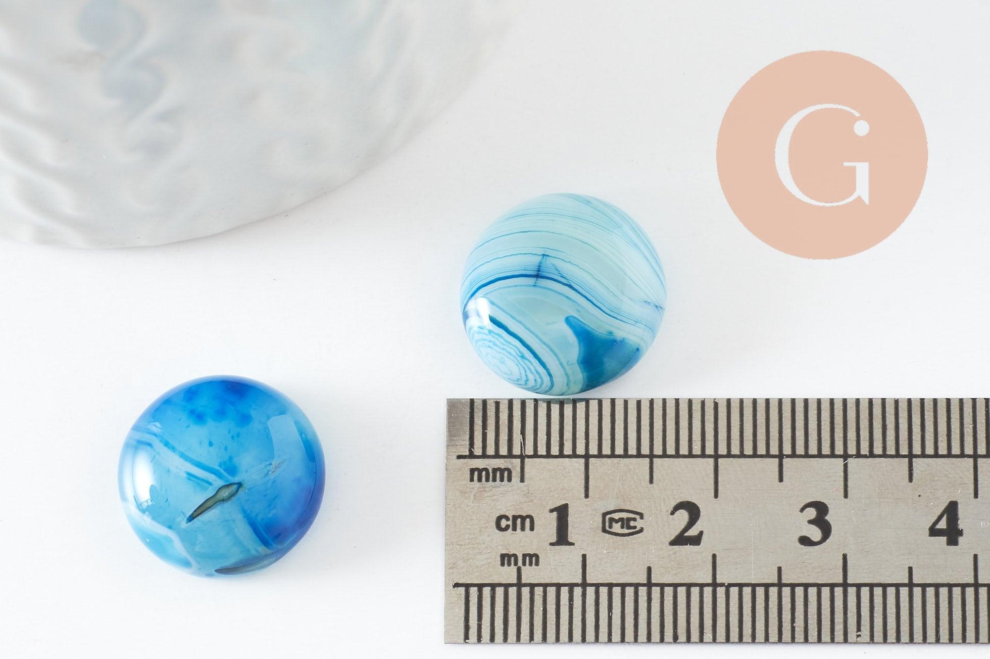 Gingerlily cabochon rond agate bleue 16mm x1