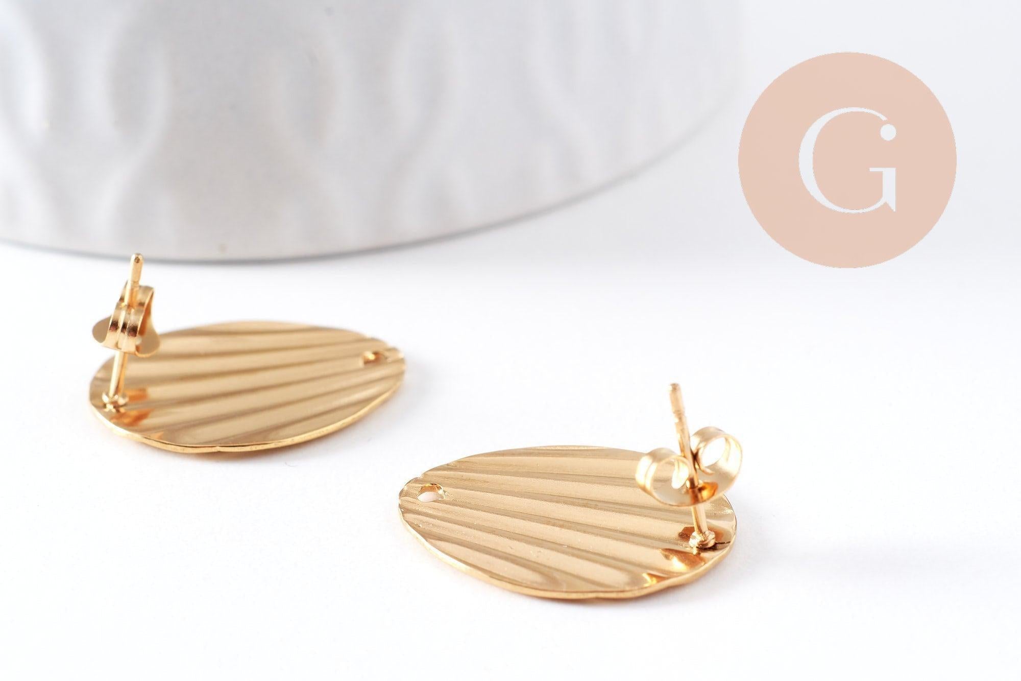 Gingerlily Apprêts clou d'oreille coquillage acier doré 21,5 mm, paire