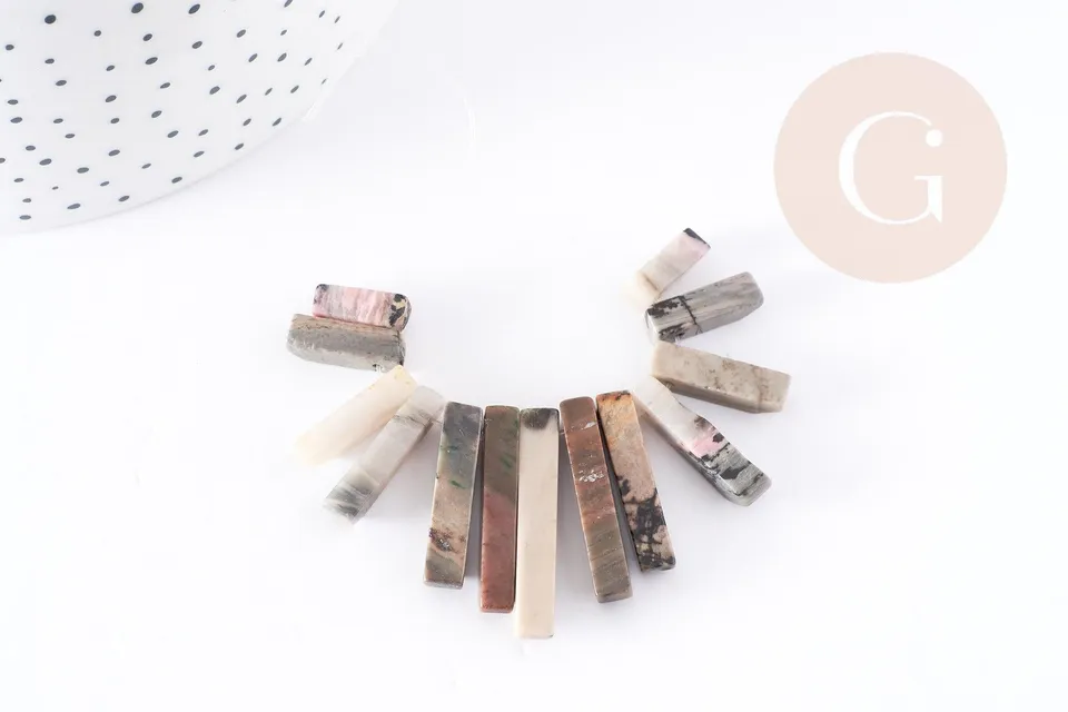 Gingerlily perles rectangle jaspe naturel 10-30mm x13