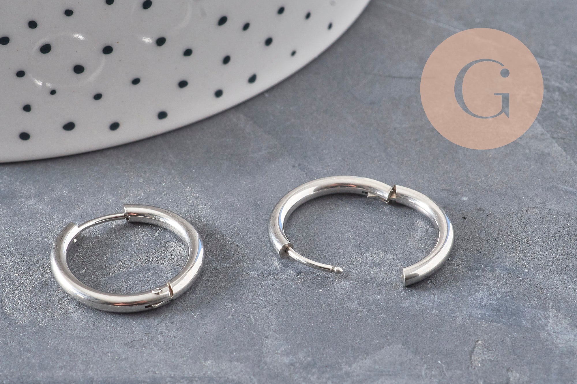 Gingerlily G11048 créoles interchangeables acier 20mm platine paire