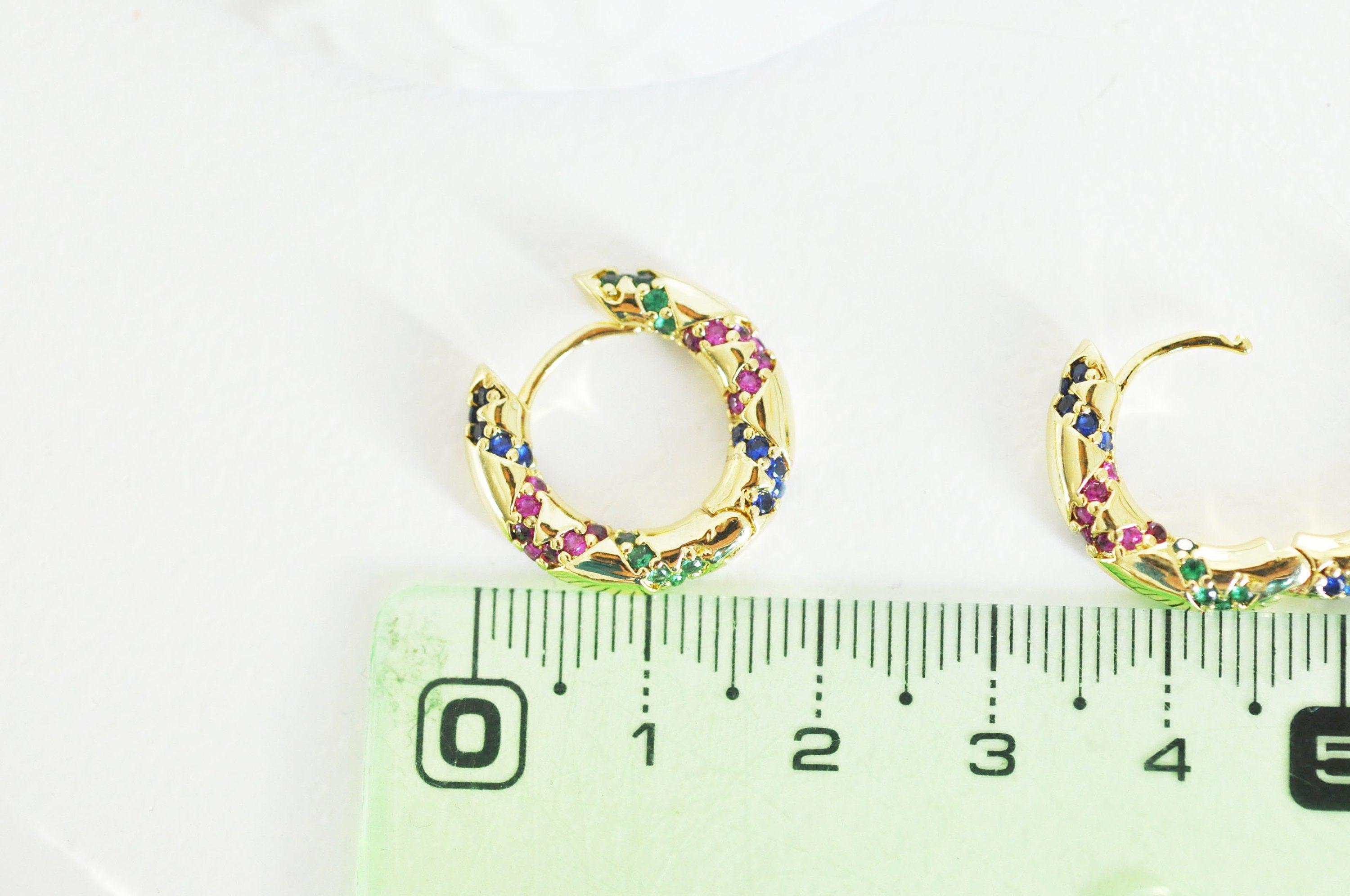 Gingerlily Accessoires Créoles G2873 laiton doré zircon multicolore paire