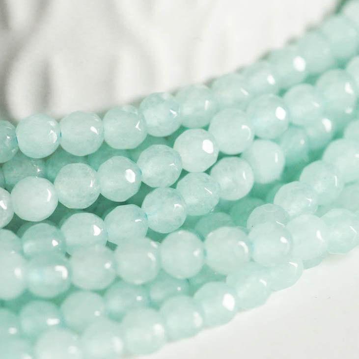 Gingerlily G668 perles jade facetté bleu turquoise 4mm fil 35cm