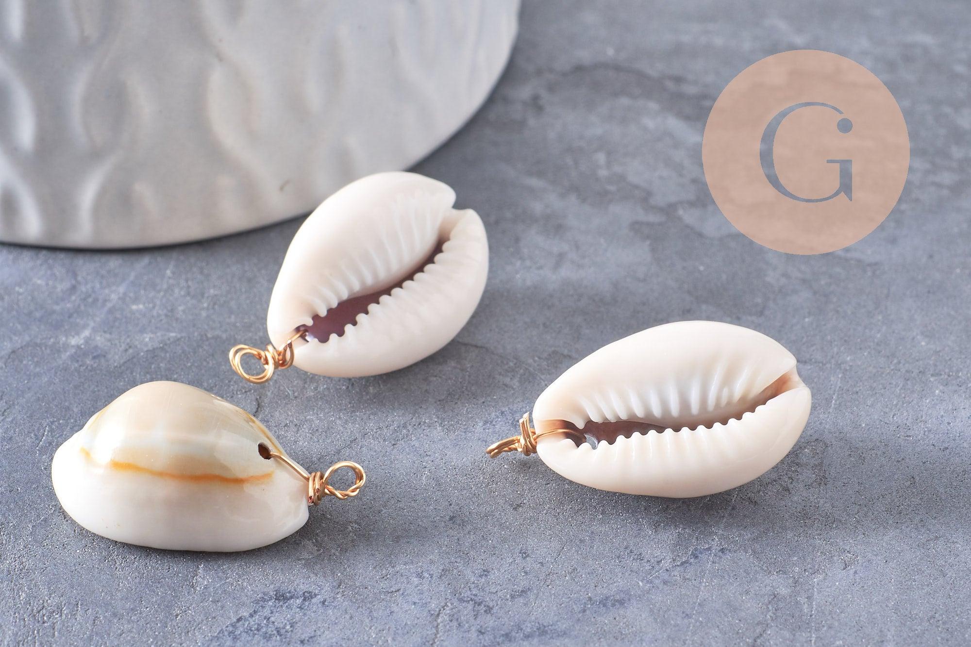 Gingerlily Pendentifs DIY G10319 cauri beige 24-32mm x2