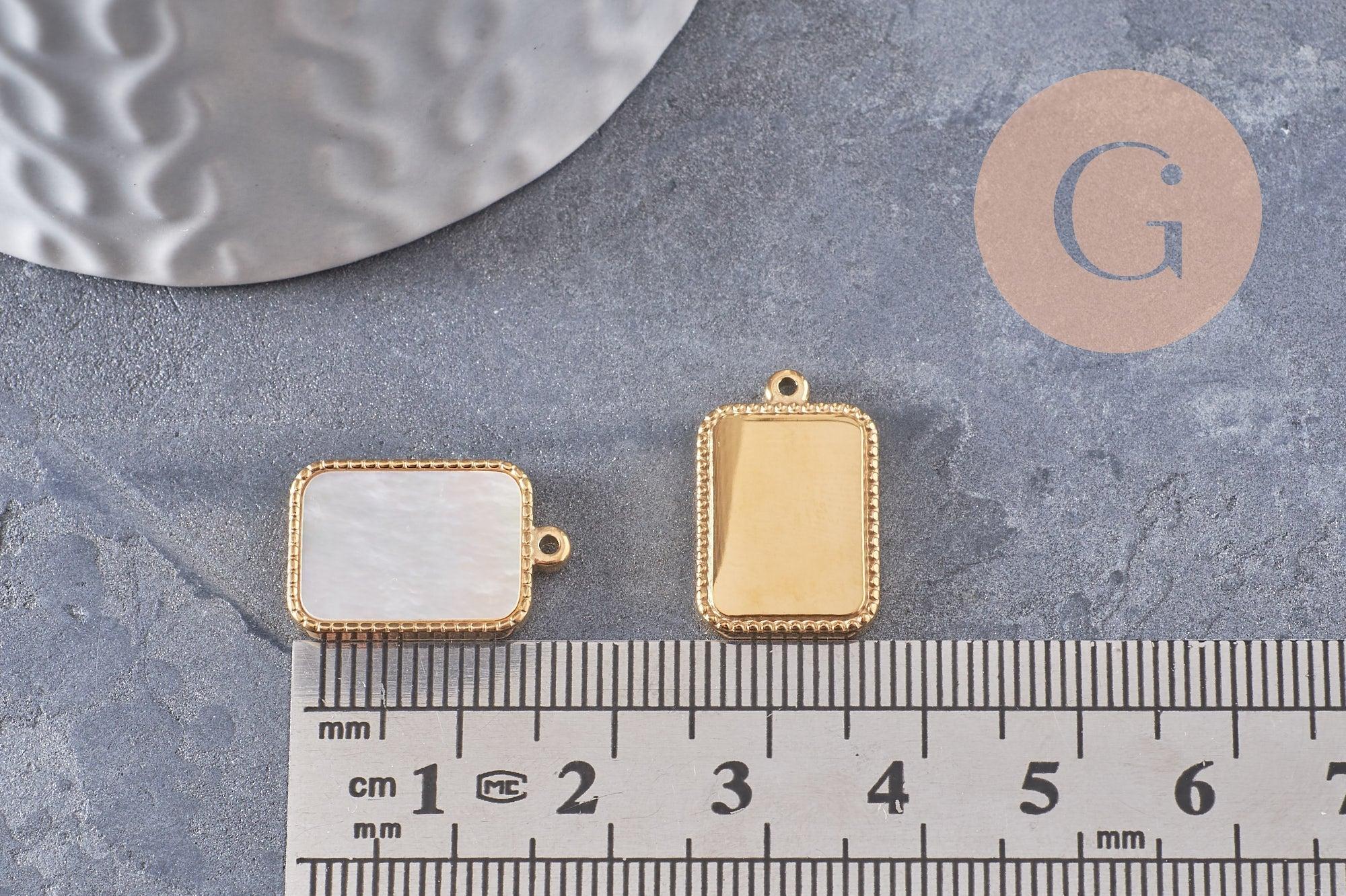 Gingerlily Pendentifs G9935 pendentif nacre rectangle doré 18,5 mm
