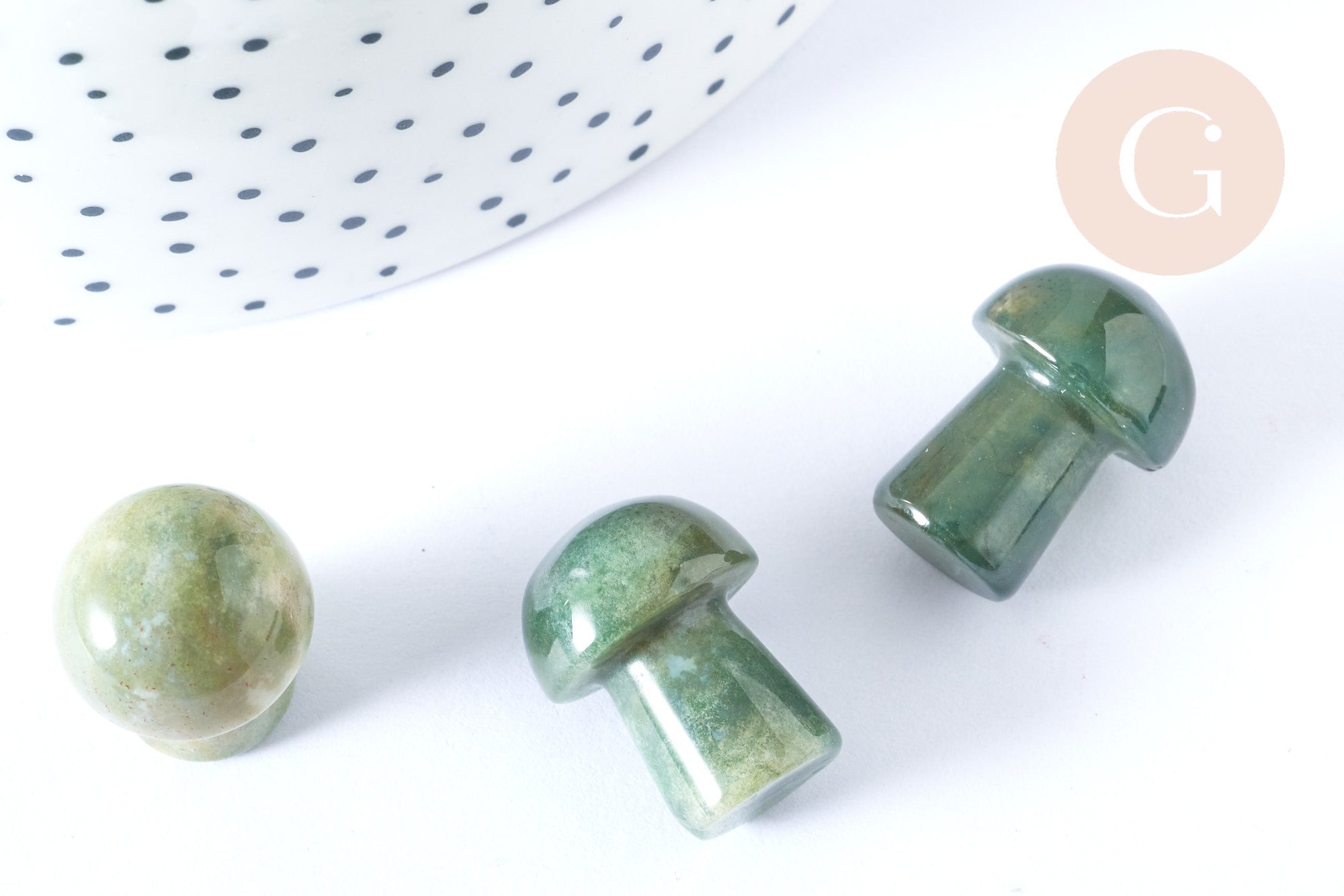 Gingerlily champignon agate mousse G7551 pierre massage 20mm x1