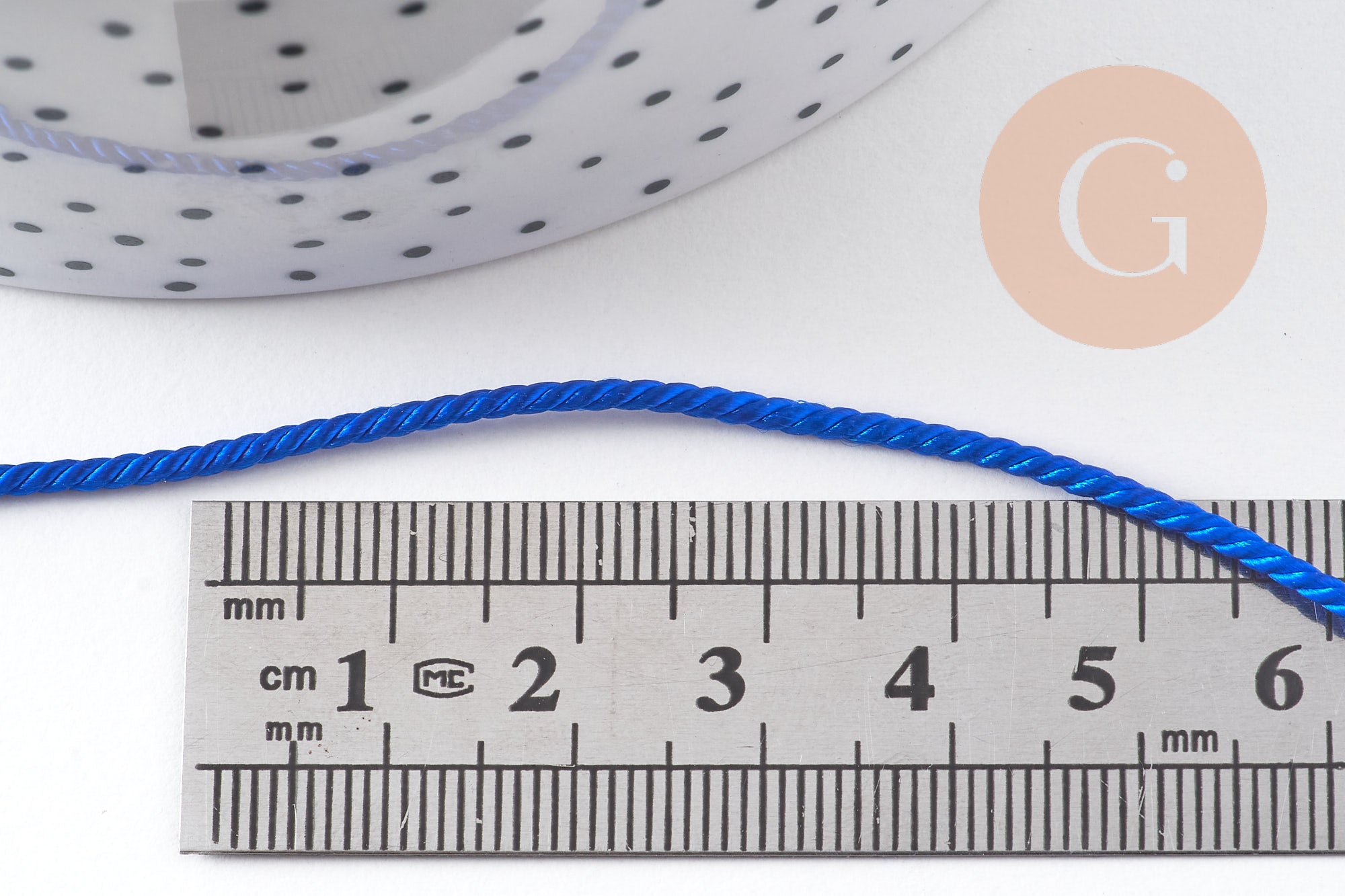 Gingerlily Cordon satiné torsadé G10886 bleu roi 2mm 1m
