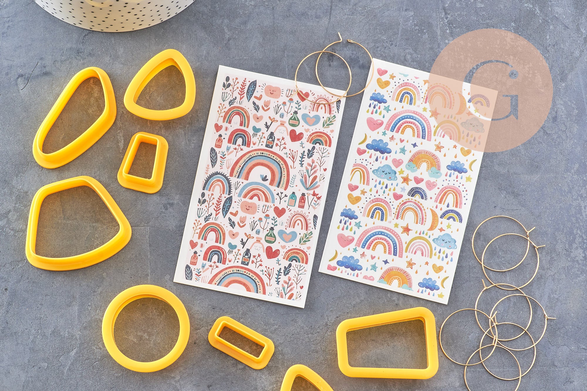 Gingerlily Kits DIY G10840 kit pâte polymère boucles Blanc Or
