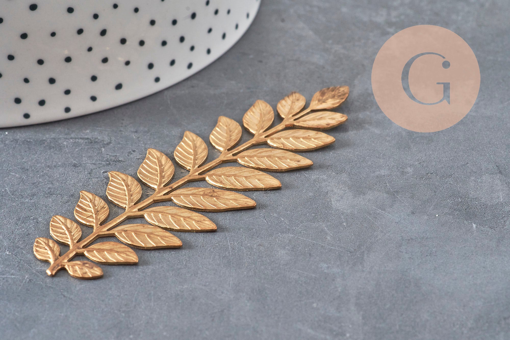 Gingerlily Pendentifs G10165 Estampe Feuille Laurier Laiton 90mm