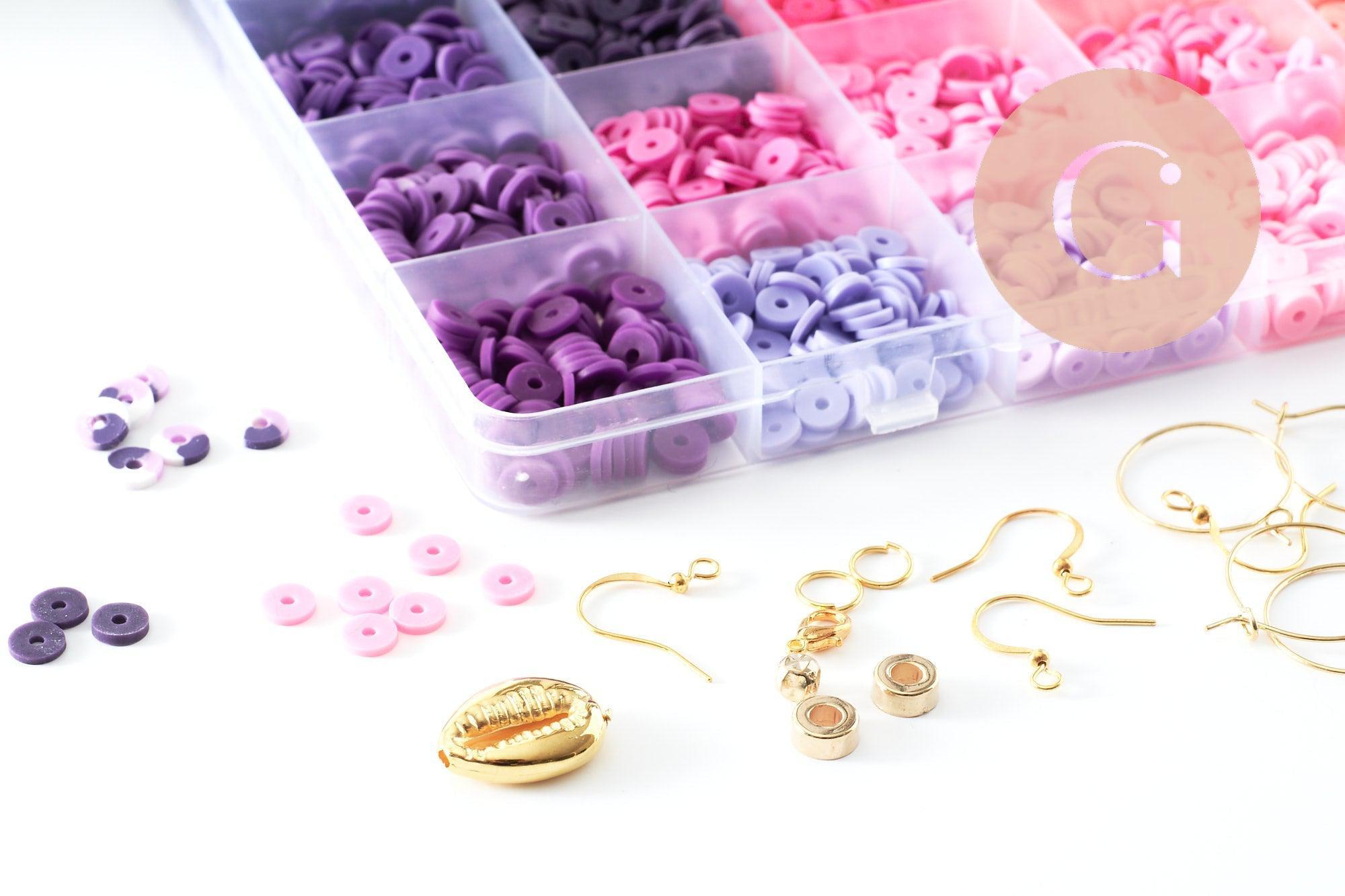 Gingerlily Perles Kit heishi violet rose G9788 perles + fil 10 m