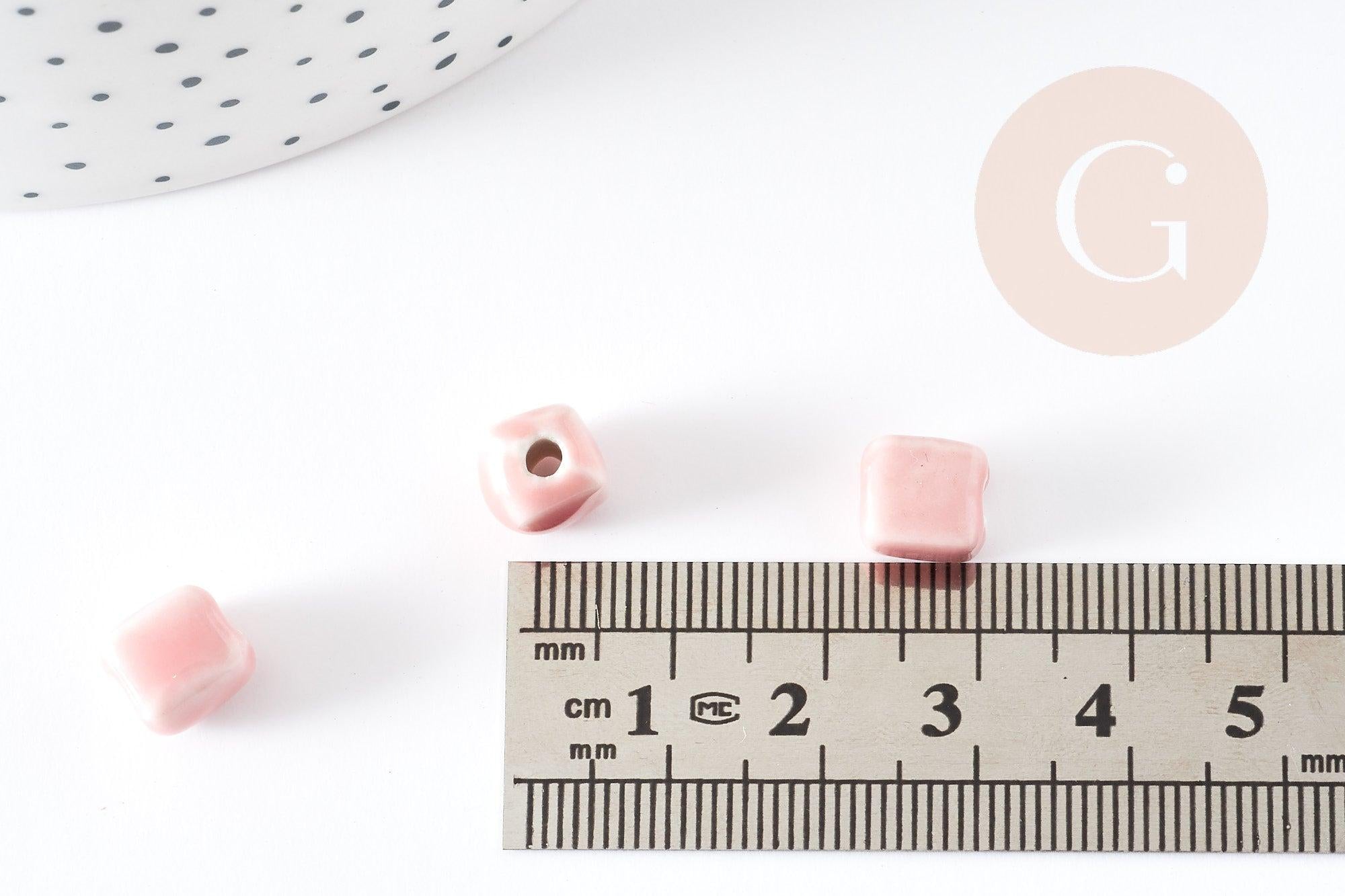 Gingerlily G9150 perles cube céramique rose 8mm x5