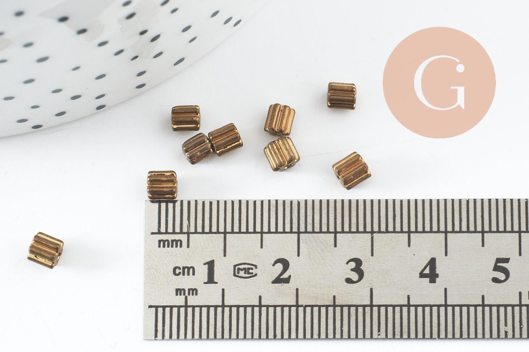 Gingerlily Perles G9885 rocaille tube fleur dorée 3,5mm 10g