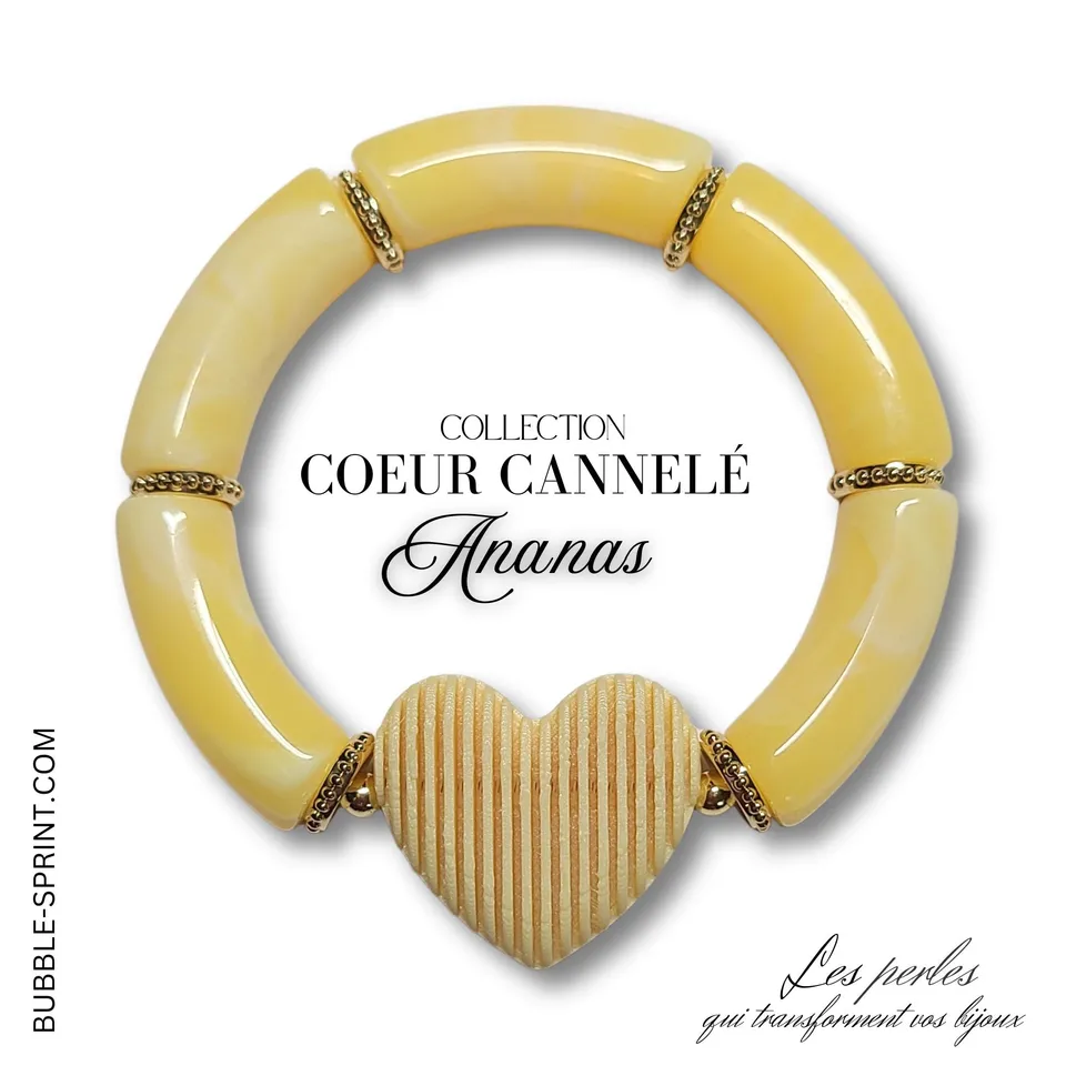 ARTSHOP Prêt-à-porter bracelet cœurs cannelés ananas kit