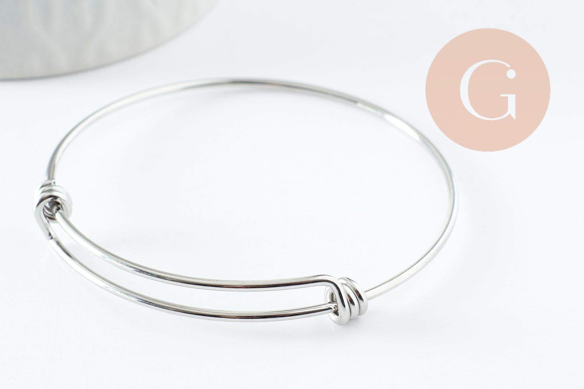 Gingerlily Jonc G9417 bracelet acier platine réglable 60-68mm x1