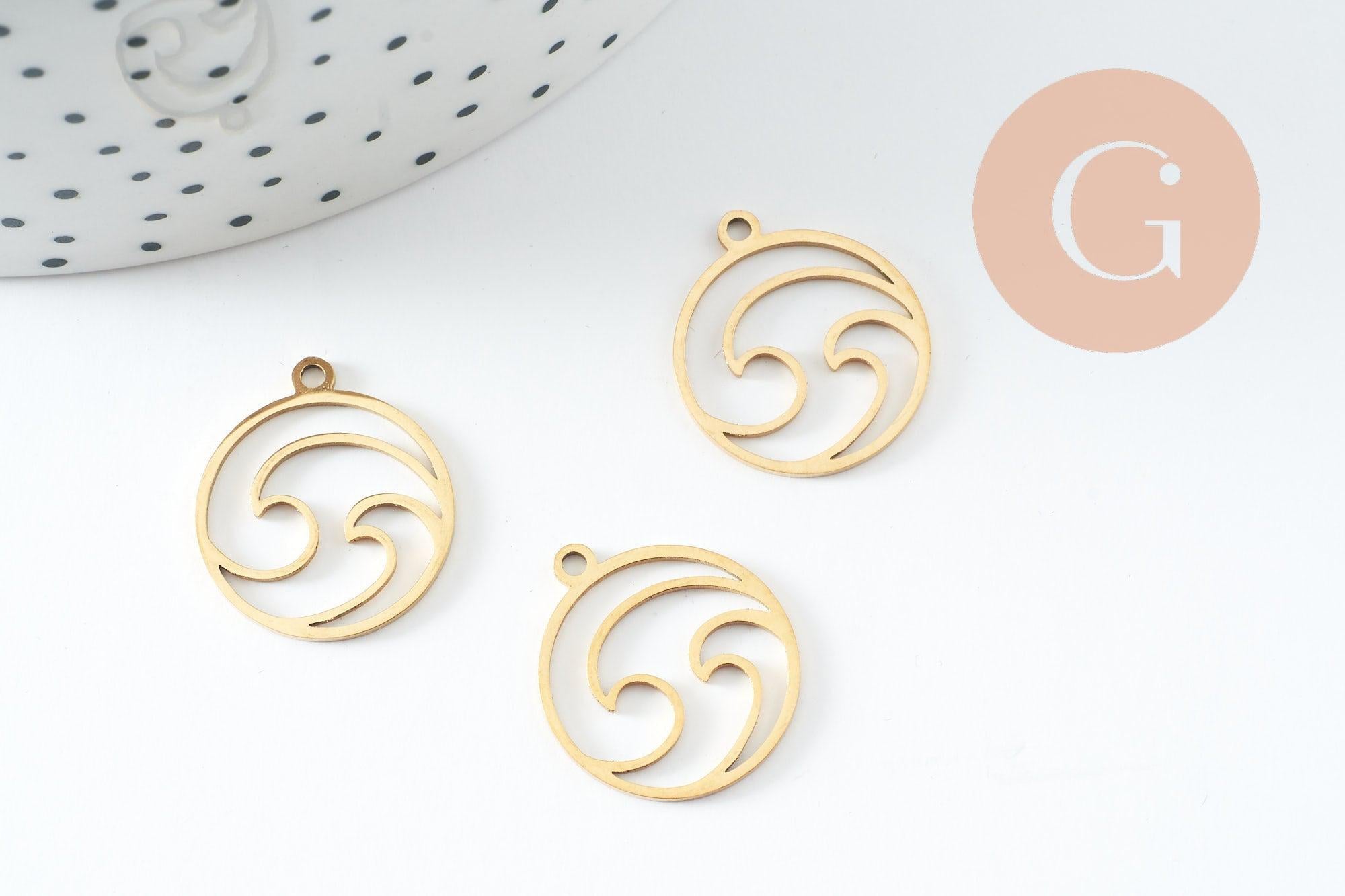 Gingerlily Vague G9825 pendentif acier doré rond 20mm x1
