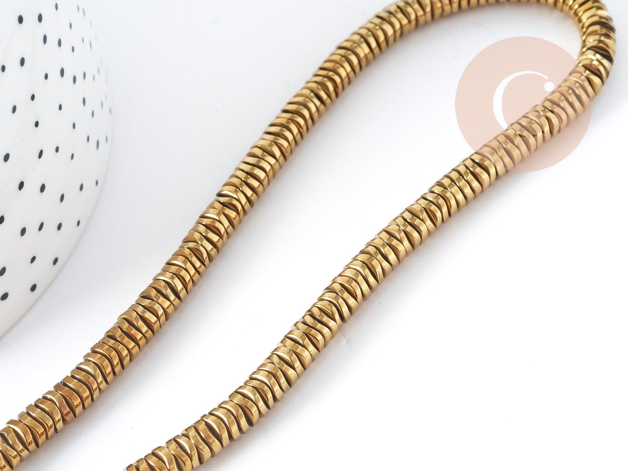 Gingerlily Perles DIY perle heishi dorée 6mm fil 40cm G8977