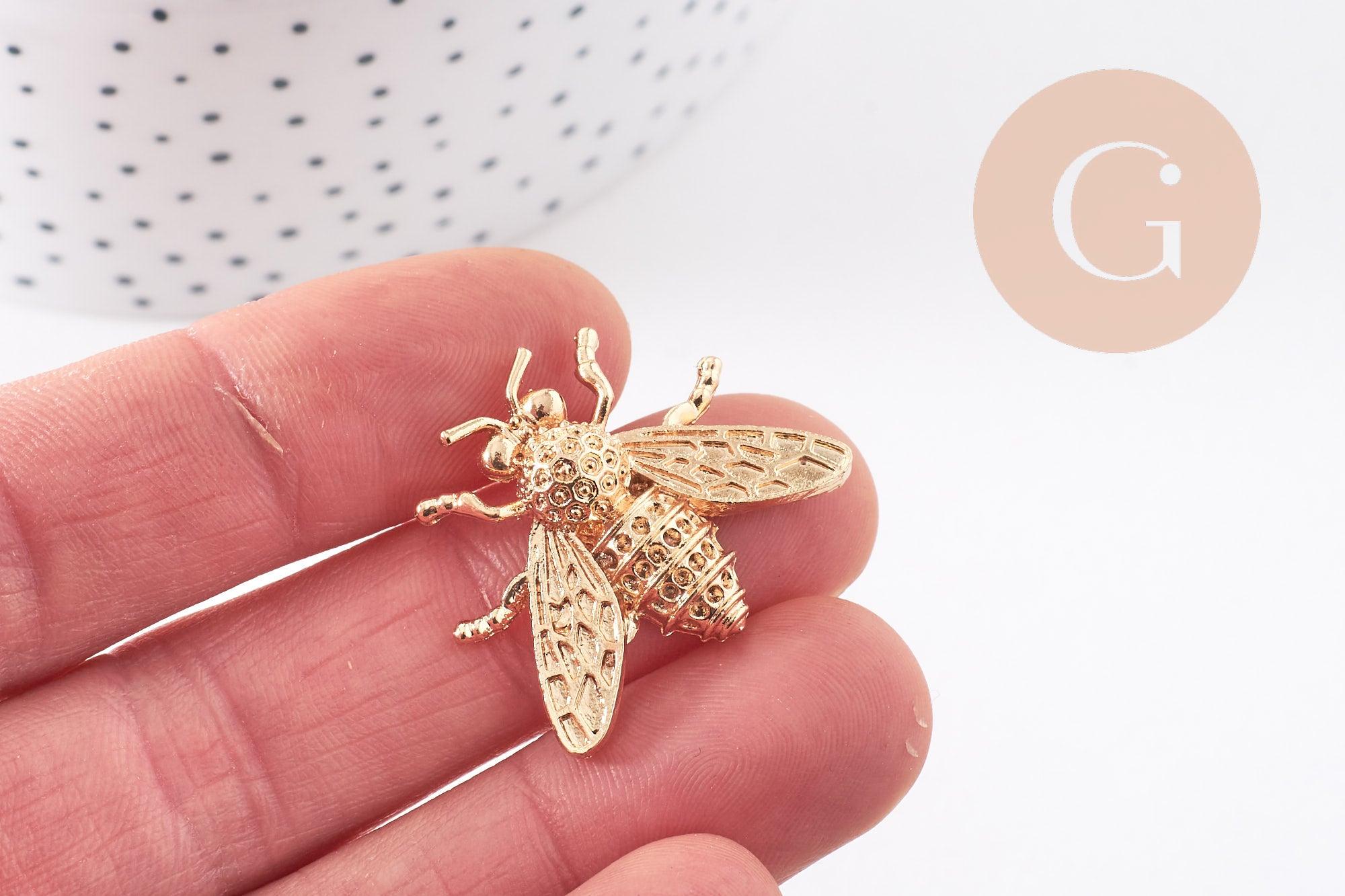Gingerlily broche abeille dorée zamac 27 mm x1