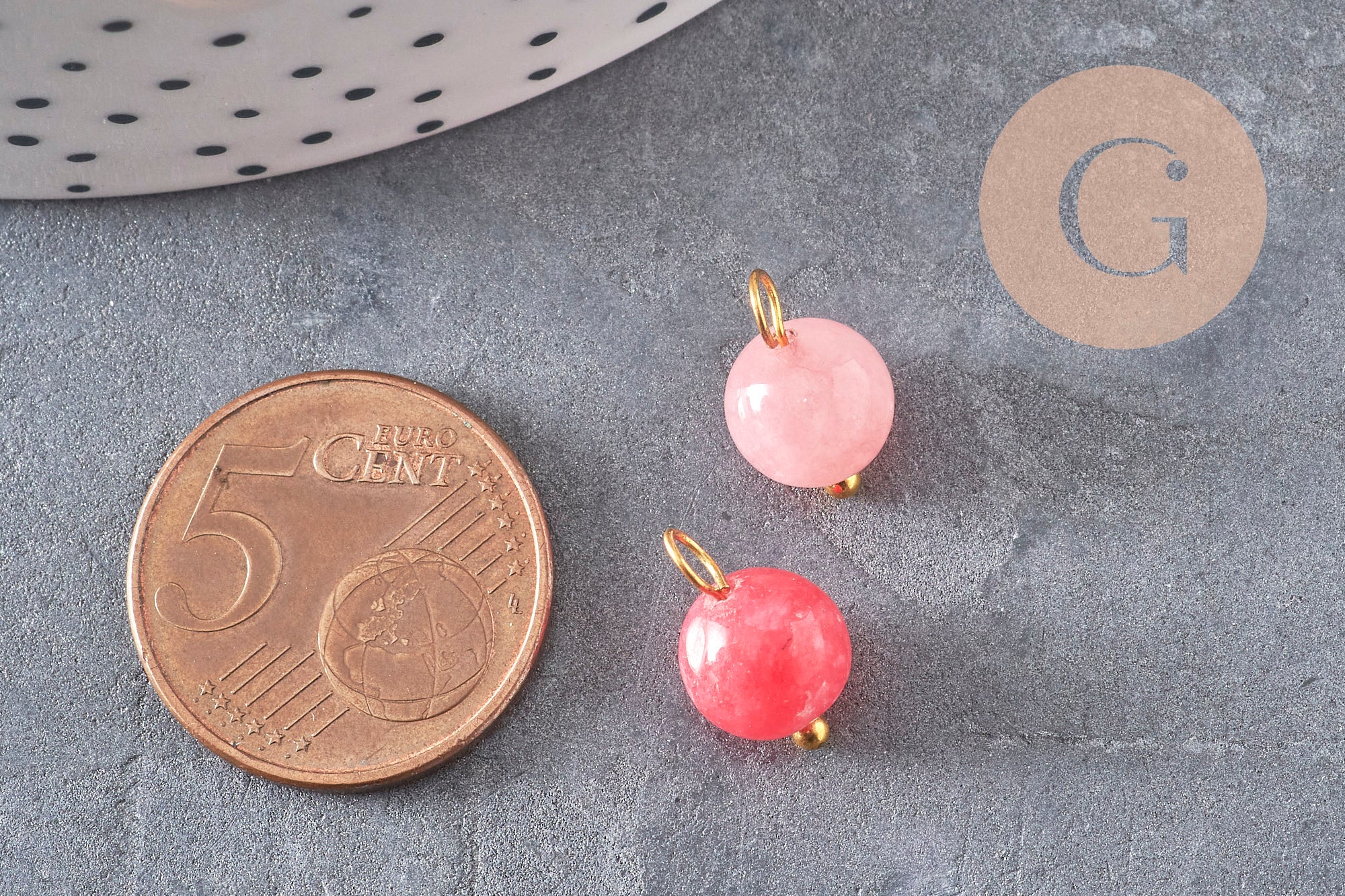 Gingerlily Pendentifs DIY G9051 breloque jade laiton doré 13mm
