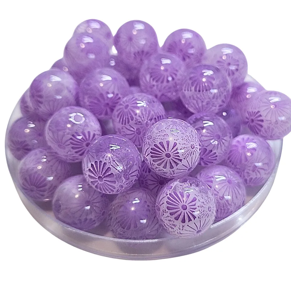 ARTSHOP Boules 16MM 330 Boule Acrylique Mauve Fleurs x1