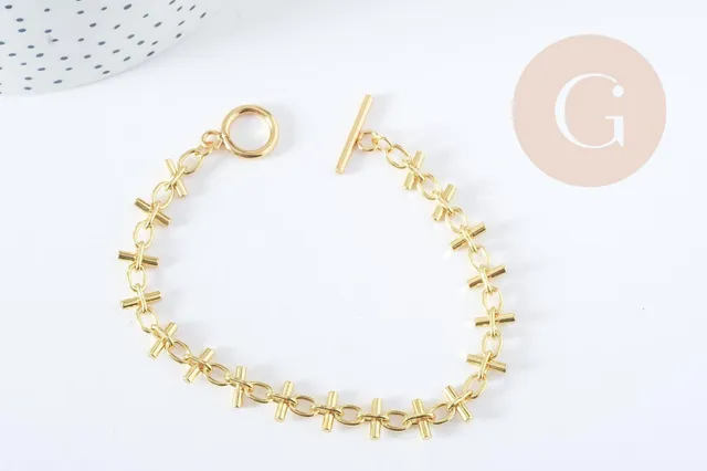 Gingerlily Bracelet grosse maille acier doré 19,5cm x1